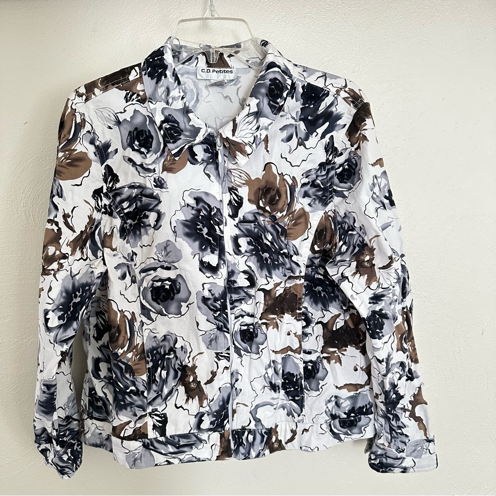 C.D. Petites Floral Jacket Blazer Size PM